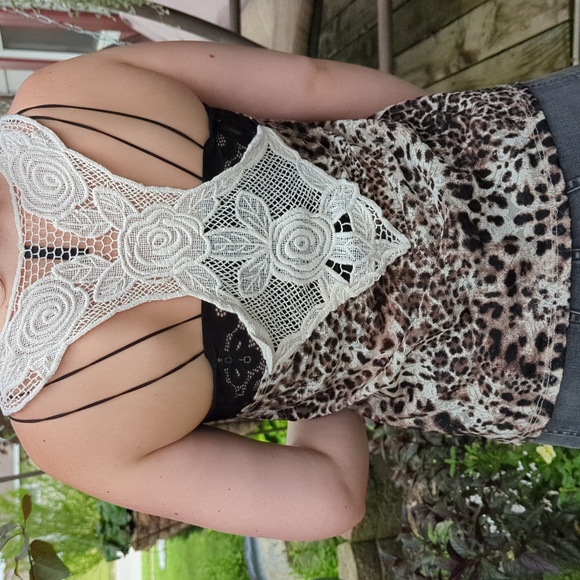 Leopard print lace tank - Picture 4 of 4
